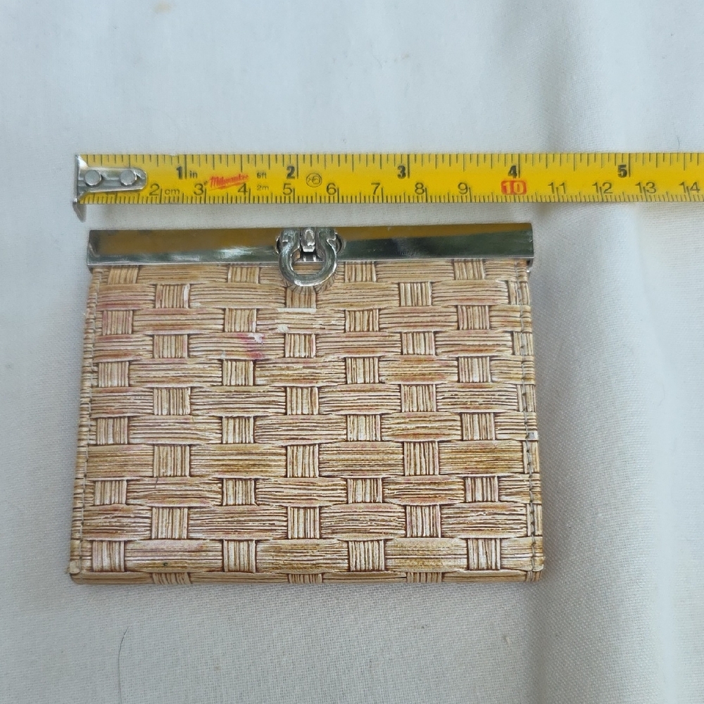 Woven Tan and Silver Clutch
